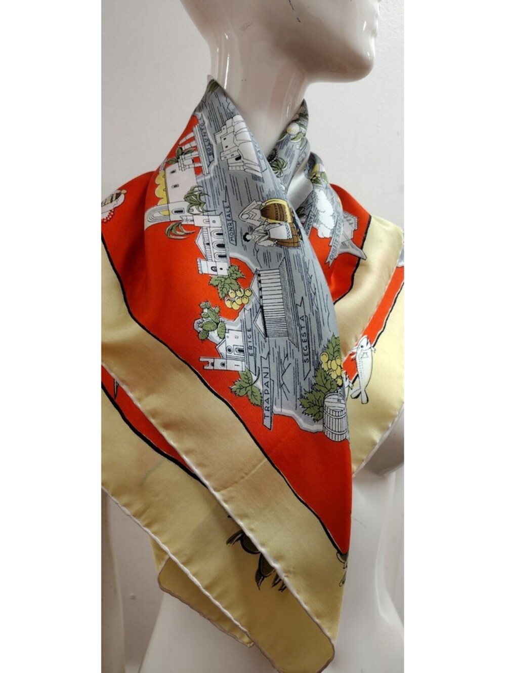 Sicilia 1950s Silk Scarf Italian Wedding ART DECO 1920s Scene POSSIBLY OLDER 40s